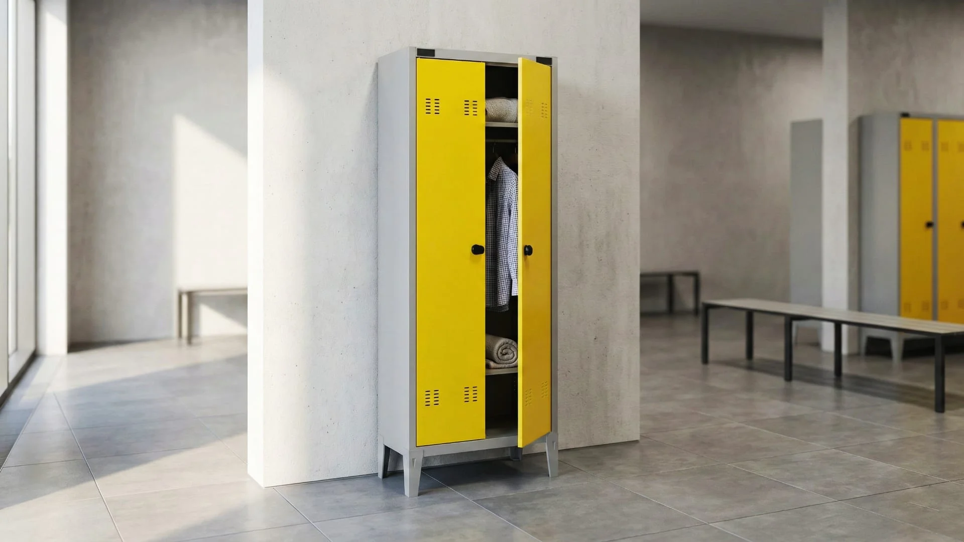 Scenari reali armadietto per spogliatoio con ante verticali CLN Safety