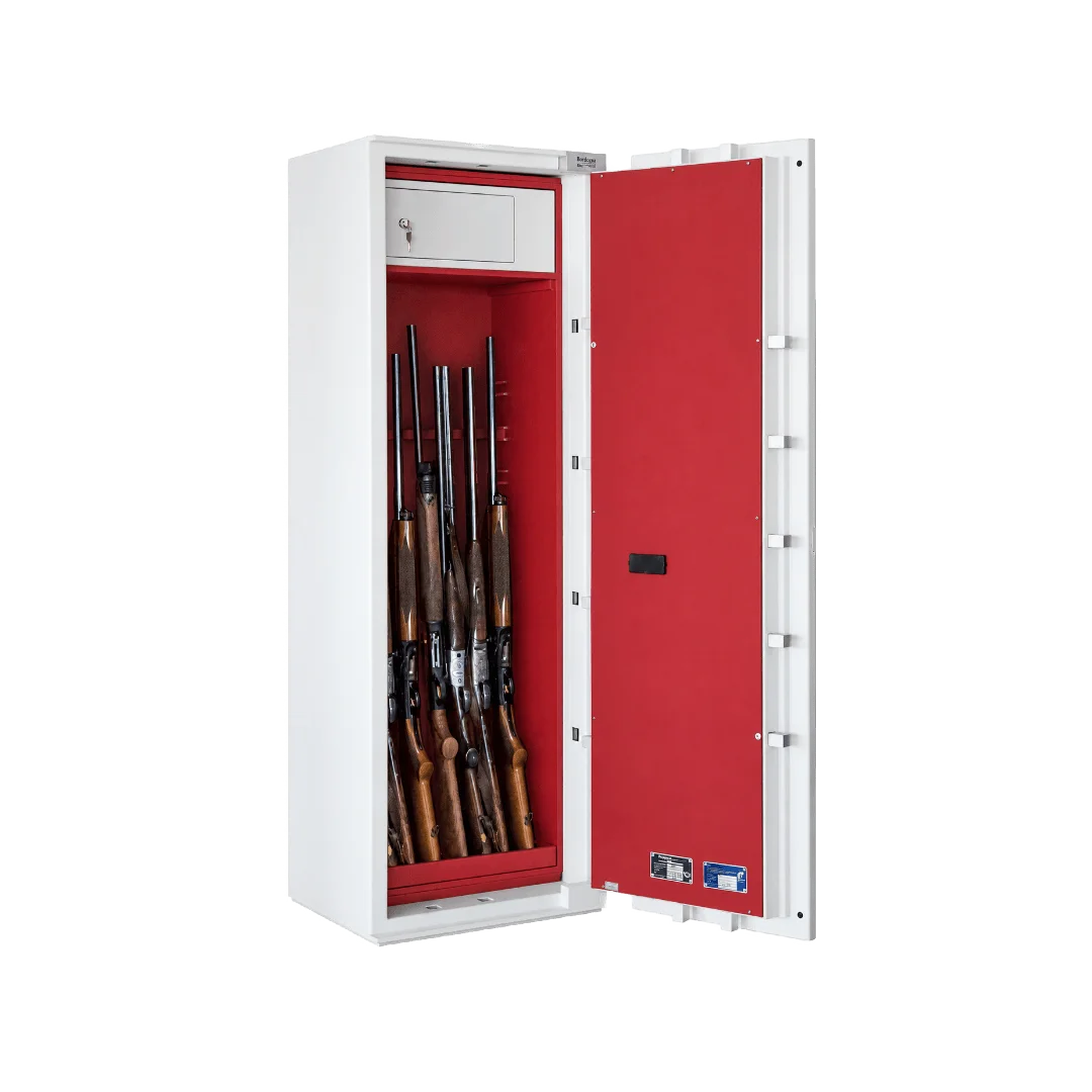Cassaforte fucili brixia uno gun grado i aperta con fucili e cassetta interna cln safety