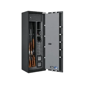 Cassaforte fucili brixia uno gun premium grado i aperta con fucili e cassettiera interna cln safety